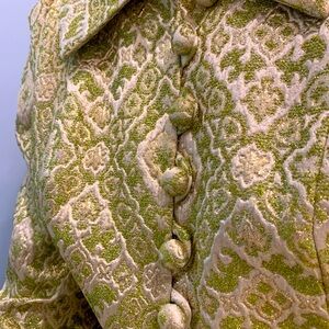 Vintage 60’s Metallic Olive Green & Gold Brocade Coat by Maryon’s of 5th Avenue